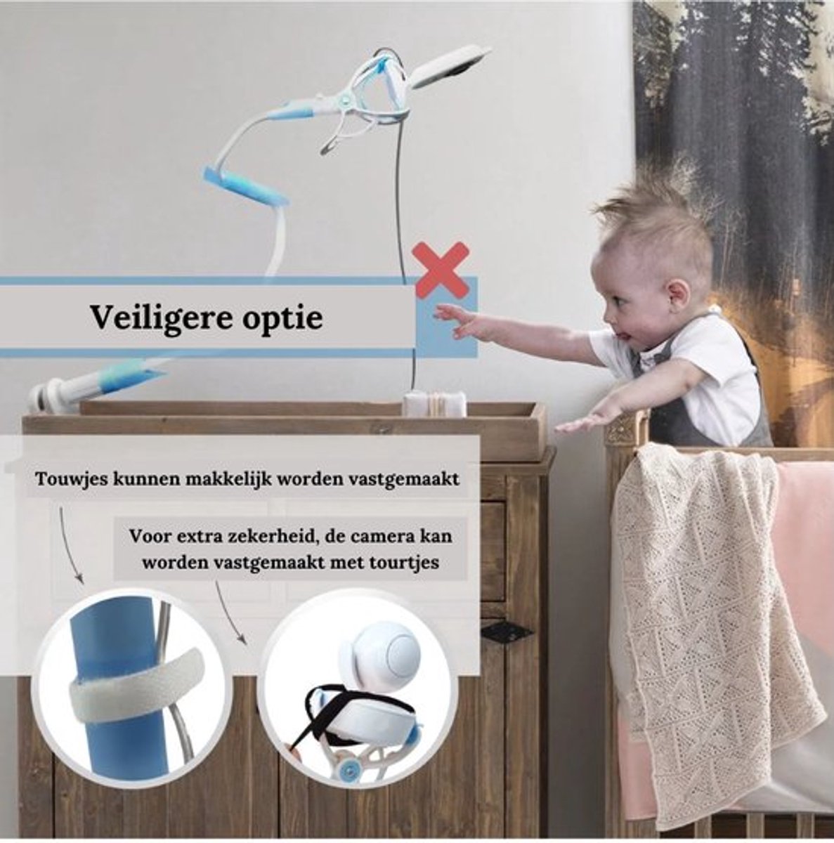 camera mount, camera mount, baby monitor mount with 3 straps, no drilling required, flexible and adjustable, universal baby monitor mount, compatible with most baby monitors (Wit).