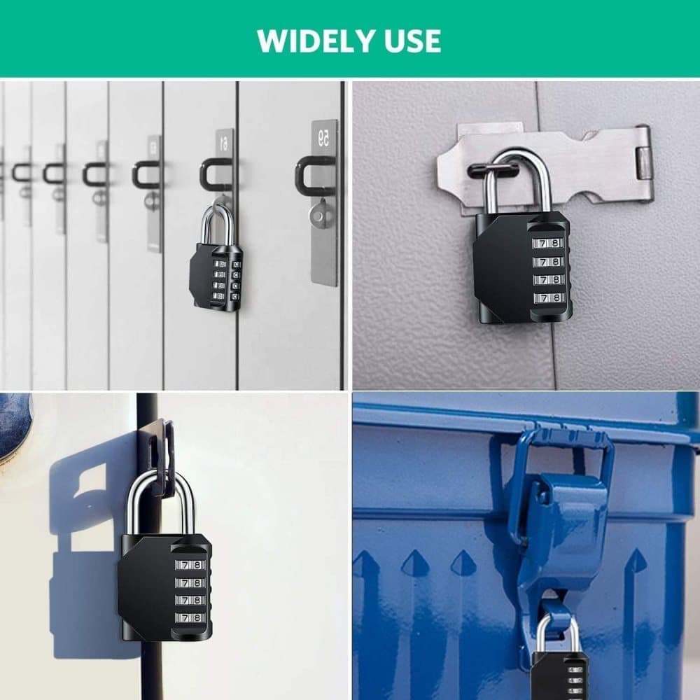 4-Digit Combination Lock with Long Shackle for Cabinets Fences Toolboxes Suitcases, 1.5\