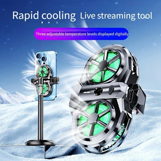 Semiconductor Cooling Fan Back Clip, Instant 3-Second Cooling, Large Area Heat Dissipation, Compatible with All Phone Models, Unobstructed Camera View for Live Streaming & Gaming.(Universal wheel payment)