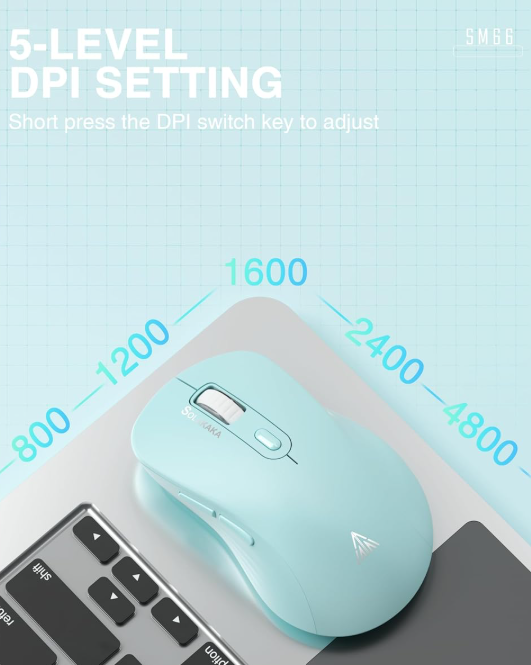 SM69 Dual Mode Wireless Gaming Mouse, Rechargeable RGB Ergonomic Mice with Adjustable DPI ,green