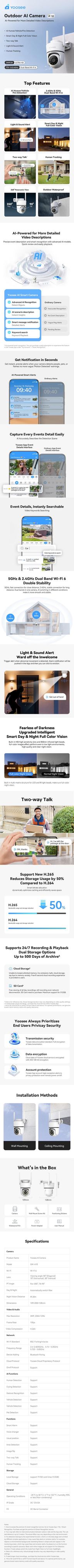 Yoosee AI Outdoor Camera A10
