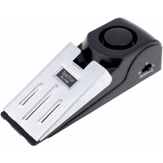 Mini Wireless Vibrator Triggered Wedge Shaped Door Stopper Alert Home Security System Door Alarm Block Jammer Black