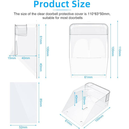 Transparent Protective Cover For Outdoor Doorbell, Waterproof, Wireless, Wall Mount - 11 X 6 X 5 Cm