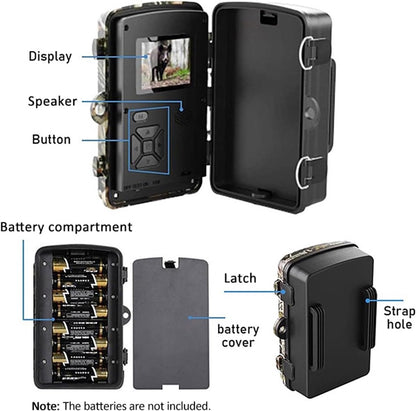 Rechargeable wildlife camera with night vision - 10 x 13.2 cm - IP66 waterproof - 1.3 m range - 1080p - 32 GB SD card included - For wildlife monitoring - For outdoor use