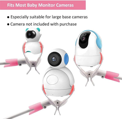 Babyfoon Camera Mount, Camera Holder, Baby Monitor Mount with 3 Straps, No Drilling Required, Flexible and Adjustable, Universal Baby Monitor Mount, Compatible with Most Baby Monitors (Pink)