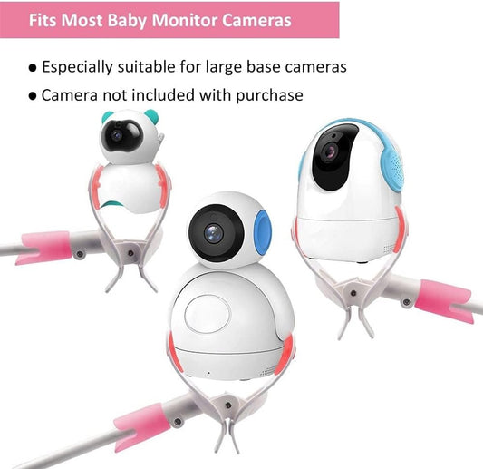 Babyfoon Camera Mount, Camera Holder, Baby Monitor Mount with 3 Straps, No Drilling Required, Flexible and Adjustable, Universal Baby Monitor Mount, Compatible with Most Baby Monitors (Pink)