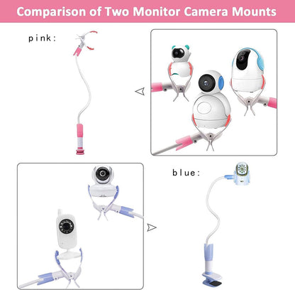 Babyfoon Camera Mount, Camera Holder, Baby Monitor Mount with 3 Straps, No Drilling Required, Flexible and Adjustable, Universal Baby Monitor Mount, Compatible with Most Baby Monitors (Pink)