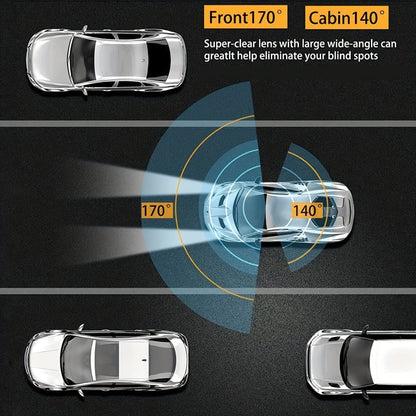 Dual Lens Car Camera Full HD 1080P with Night Vision Loop Recording and Wide Angle Lens
