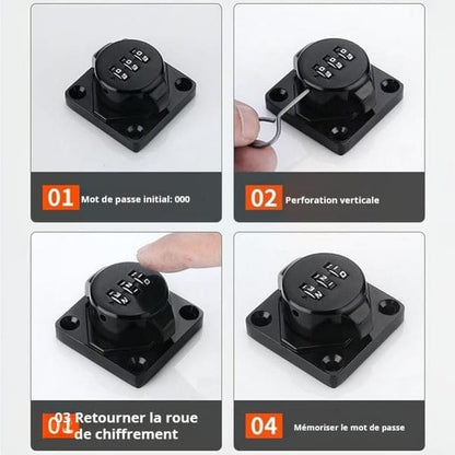 3-Digit Keyless Cabinet Lock with Knob, Durable Stainless Steel, Compatible with Wooden Boxes and Cabinets, Black