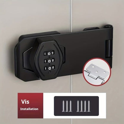 3-Digit Keyless Cabinet Lock with Knob, Durable Stainless Steel, Compatible with Wooden Boxes and Cabinets, Black