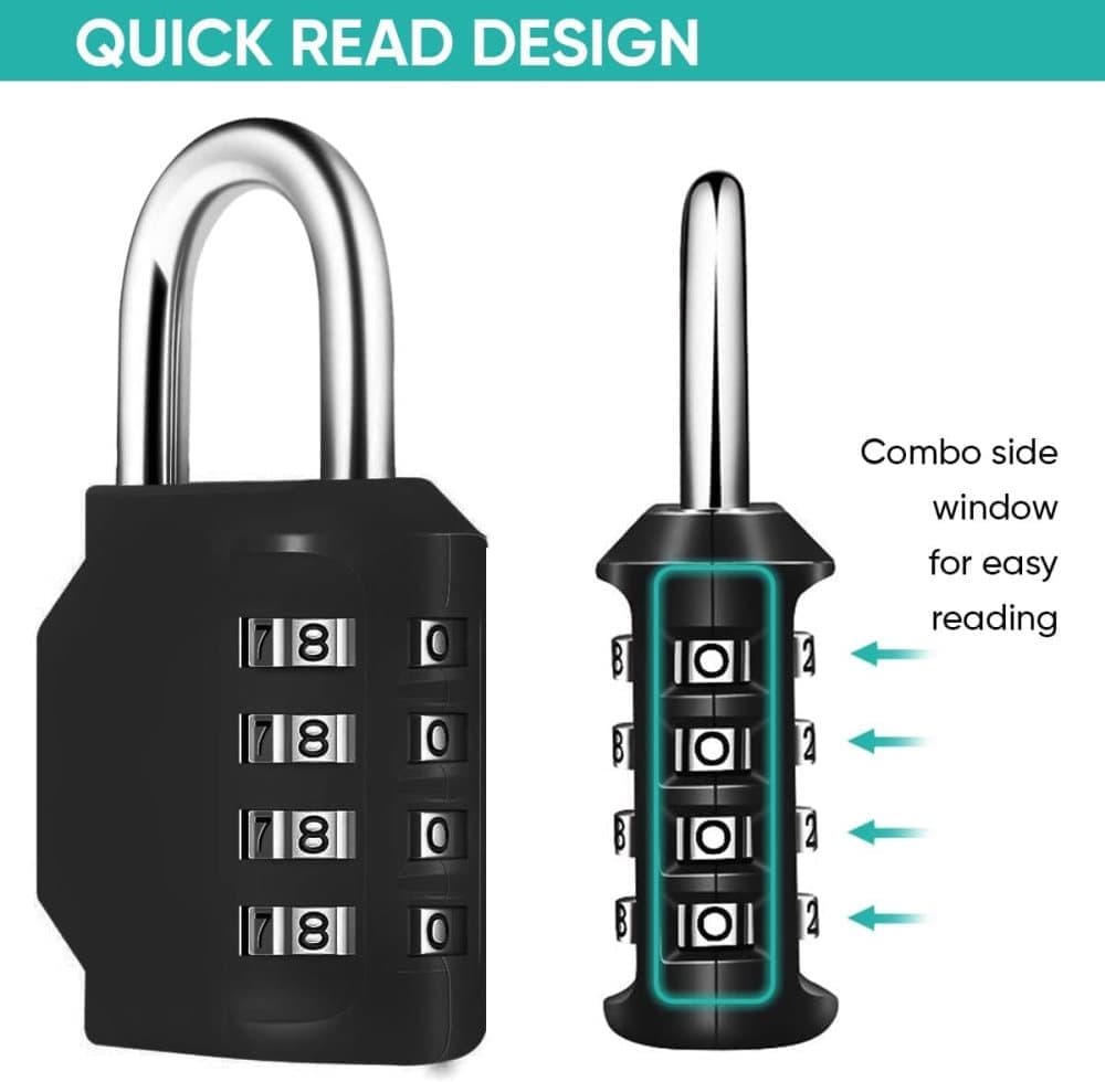 4-Digit Combination Lock with Long Shackle for Cabinets Fences Toolboxes Suitcases, 1.5\