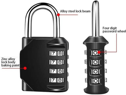 4-Digit Combination Lock with Long Shackle for Cabinets Fences Toolboxes Suitcases, 1.5\