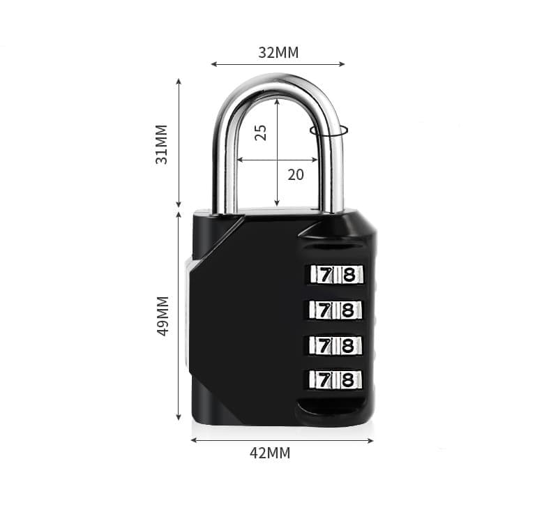 4-Digit Combination Lock with Long Shackle for Cabinets Fences Toolboxes Suitcases, 1.5\