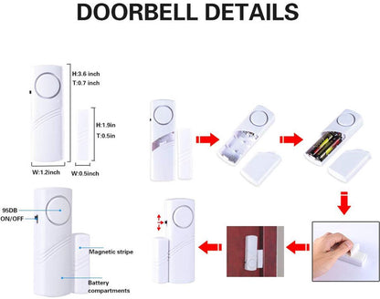 Alarm - 6-piece - Professional door/window alarm - Siren - Security Siren - Wireless anti-burglary alarm - Home burglary - Magnetically operated - Motion sensor - Window/door sensors - Practical - loud - 90dB - Safe and Rest assured