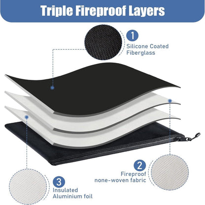 Fireproof Document Bag - 2 Pack - Fireproof and Waterproof Cash Bag with Zipper - Fireproof Document Bags - 13.4 x 9.4 Inch Waterproof and Fireproof Cash Bag Document Holder with Zipper - Fireproof Safe Storage Bag