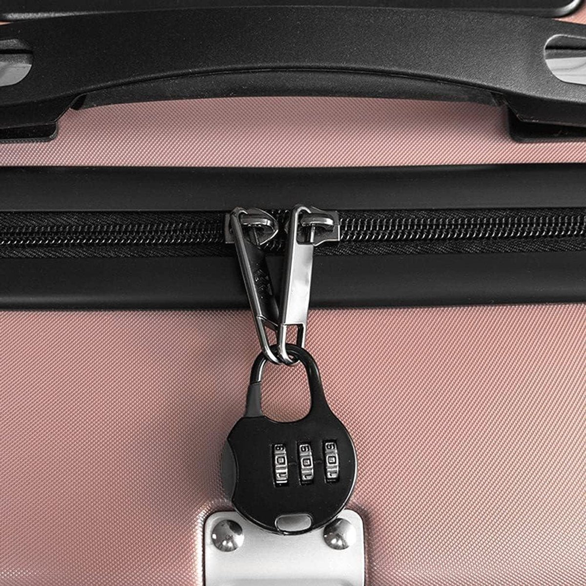 Allecto Plus - Mini Combination Lock for Suitcase Backpack Travel Bag - 3-Digit Padlock - 4 Pieces Black Silver - Adjustable - Jewelry Box Locks - Round