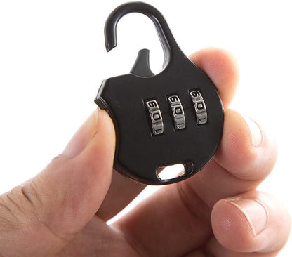 Allecto Plus - Mini Combination Lock for Suitcase Backpack Travel Bag - 3-Digit Padlock - 4 Pieces Black Silver - Adjustable - Jewelry Box Locks - Round