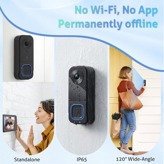 Wireless Doorbell with Camera - 1080P Image & 4.5 Inch Screen - No WiFi Required - Range Up to 120m - Night Vision