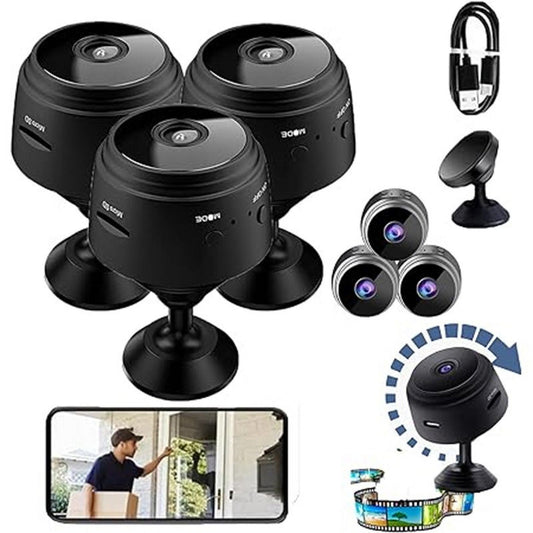 CCMAOLU Mini Security Camera 3 Pack,1080P HD WiFi Spy Camera with Night Vision,USB Powered Hidden Camera for Home Office,Remote Monitor via Phone APP,Motion Detection