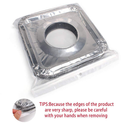 Gas stove protectors - Gas burner protectors - Aluminum foil gas stove - Gas stove foil - Kitchen accessories - Protective film - Extra thick - Universal - Cut to size - Square - Silver - 50 pieces