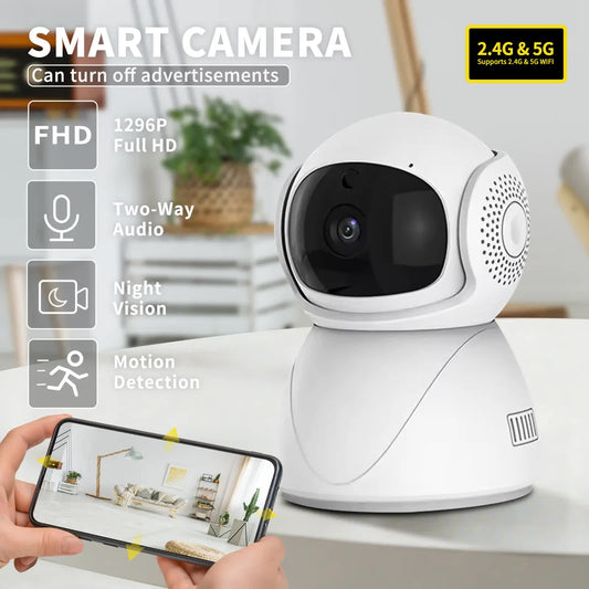 3MP dual lens security camera, suitable for home indoor and outdoor use, full-color high-definition night time, live alarm, 2-channel audio, supports 5G&2.4G WiFi, remote control through mobile app, ideal for home security and pet monitoring