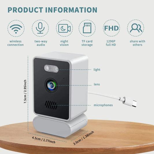 3MP dual lens security camera, suitable for home indoor and outdoor use, full-color high-definition night time, live alarm, 2-channel audio, supports 5G&2.4G WiFi, remote control through mobile app, ideal for home security and pet monitoring
