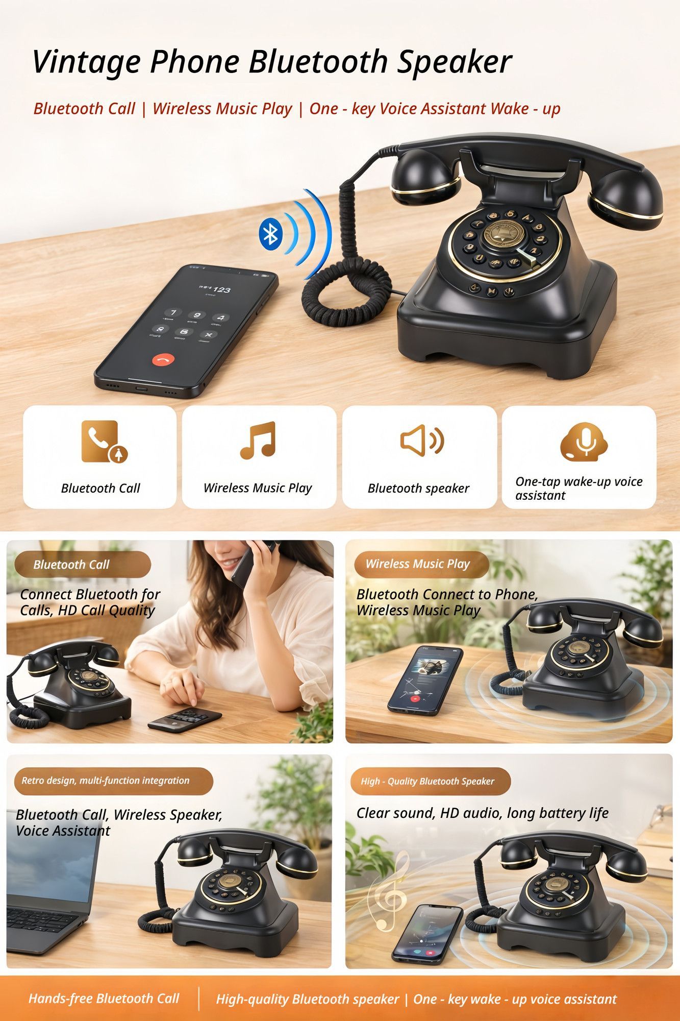 Wireless Bluetooth Landline White