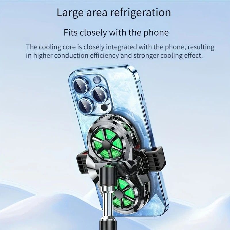 Semiconductor Cooling Fan Back Clip, Instant 3-Second Cooling, Large Area Heat Dissipation, Compatible with All Phone Models, Unobstructed Camera View for Live Streaming & Gaming.（Universal wheel payment）
