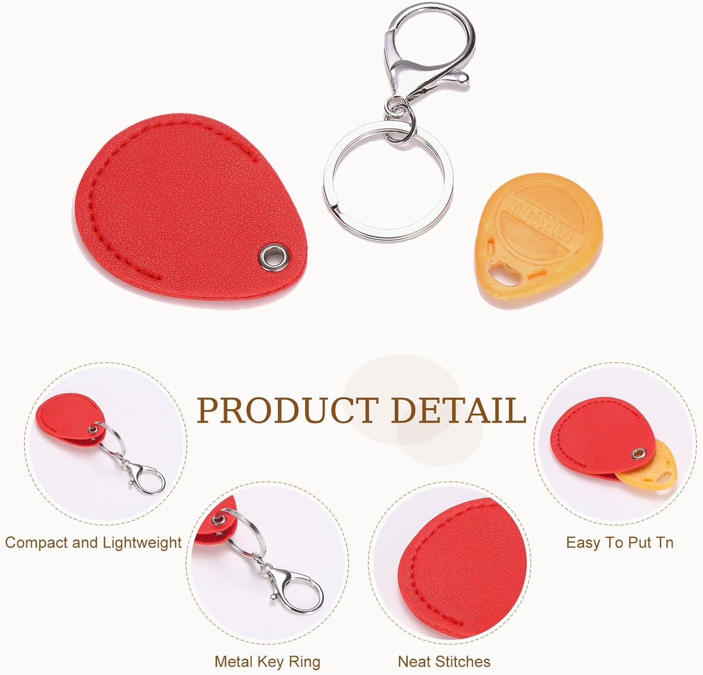 6pcs Leather Key Fob, PU Leather Car Keychain Blanks Key Holder with Key Rings for Key ID Cards DIY Laser Engraving