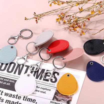 6pcs Leather Key Fob, PU Leather Car Keychain Blanks Key Holder with Key Rings for Key ID Cards DIY Laser Engraving