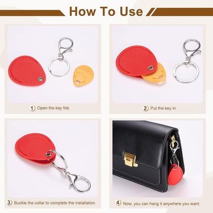 6pcs Leather Key Fob, PU Leather Car Keychain Blanks Key Holder with Key Rings for Key ID Cards DIY Laser Engraving