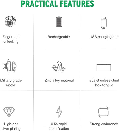 Compact Smart Fingerprint Lock T22 with Rechargeable Battery for Cabinets, Suitcases, Bikes, and More