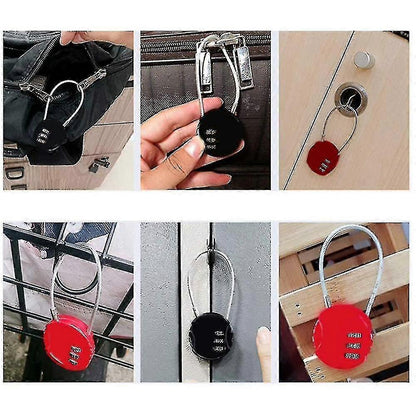 3-Digit Mini Combo Padlock - Resettable Luggage Lock for Travel