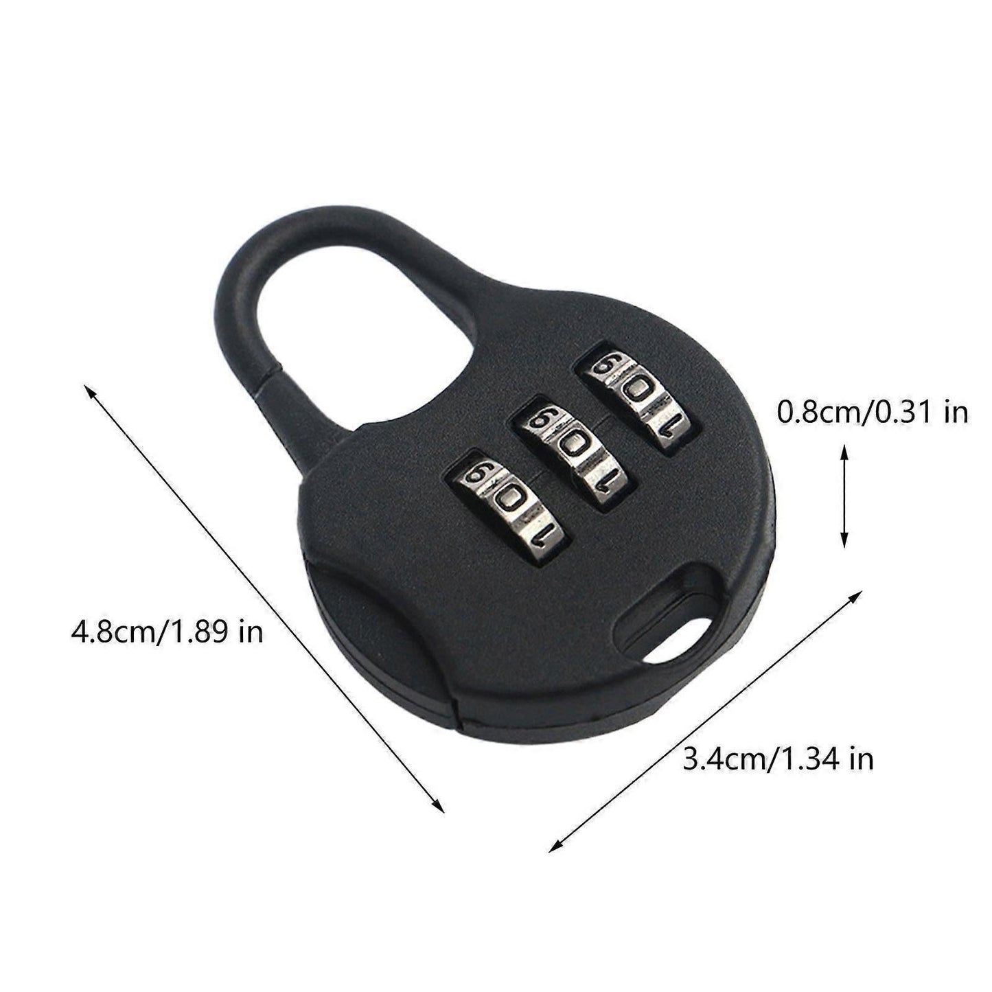 Black 3-Digit Combo Padlock - Drawer & Luggage Lock for Home