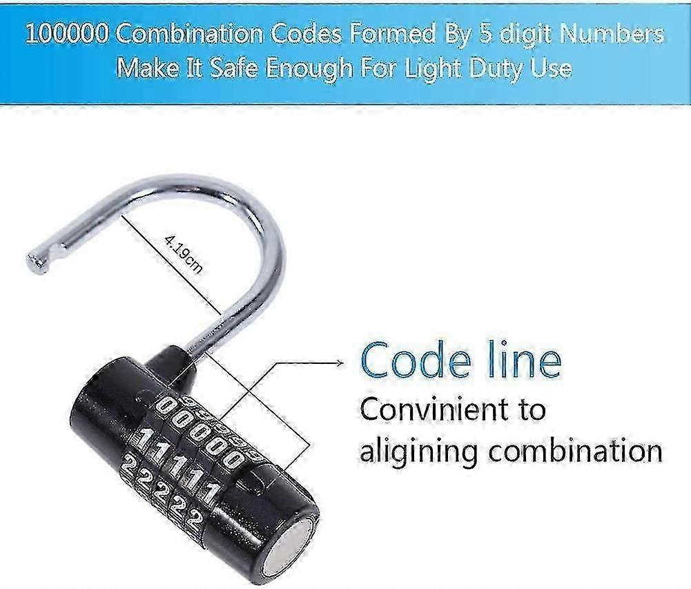 2pcs 5-Digit Combo Padlock - High Security Luggage Locks