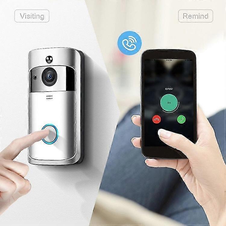 Wireless Video Doorbell Camera with Ringtone, Silver