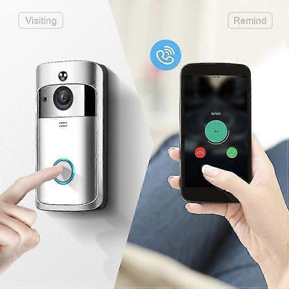 Wireless Video Doorbell Camera with Ringtone, Silver