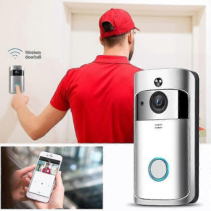 Wireless Video Doorbell Camera with Ringtone, Silver