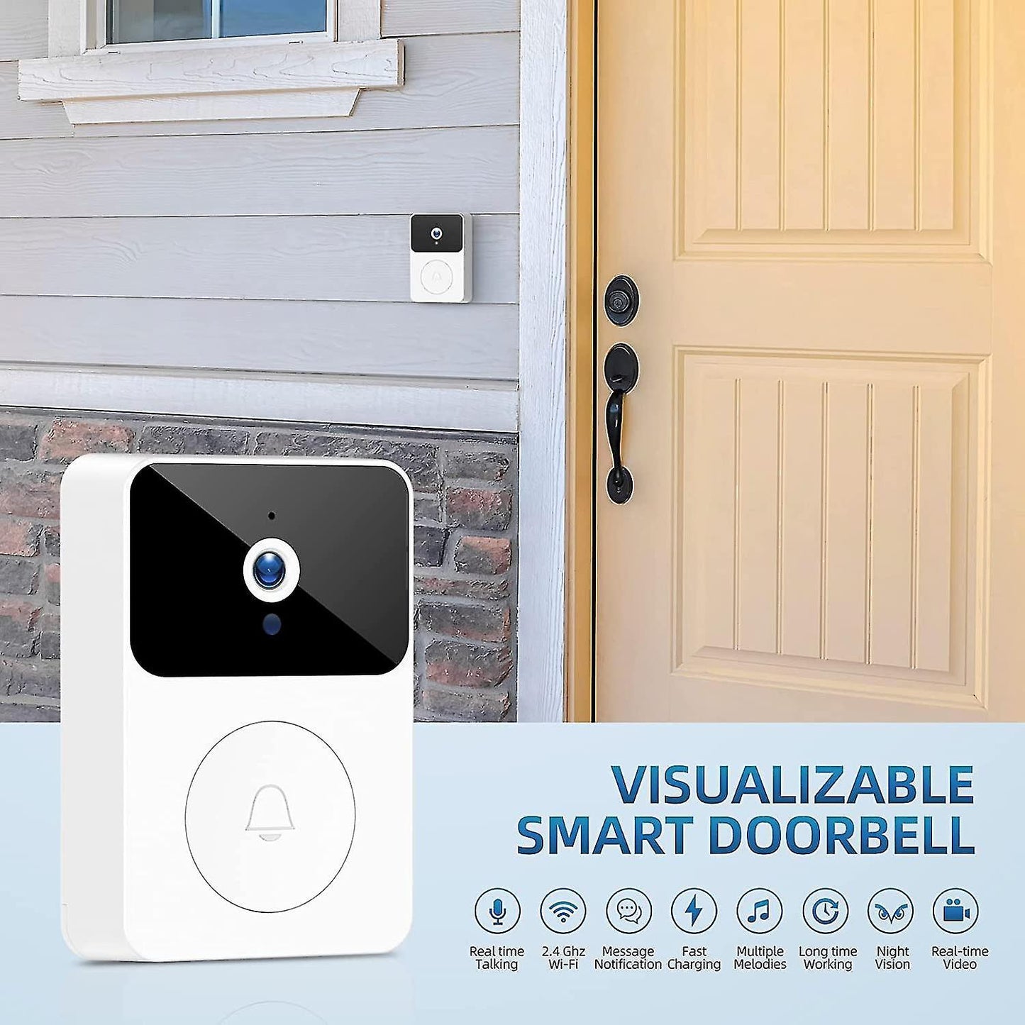 Wireless Doorbell Camera with Chime, 2.4GHz Video Doorbell