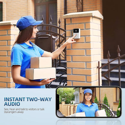 Wireless Doorbell Camera with Chime, 2.4GHz Video Doorbell