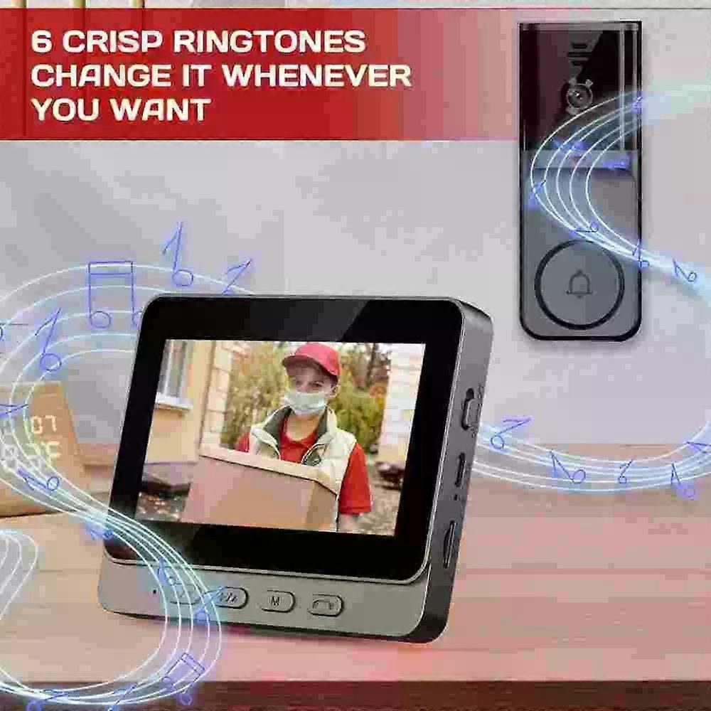 2.4G Wireless Video Doorbell with Smartphone Intercom, 256GB