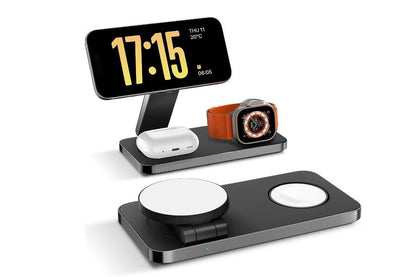 3 in 1 Charging Station for iPhone Wireless Charger Wireless Charger Dock for Apple Watch iPhone AirPods -White