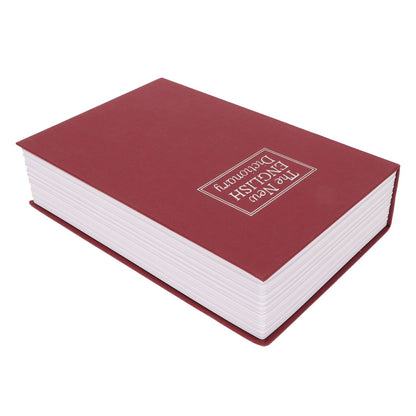Book Safe Stainless Steel Liner Decorative ABS Material Humanized Design Protective Soft Touch Savings Bank with Key Red