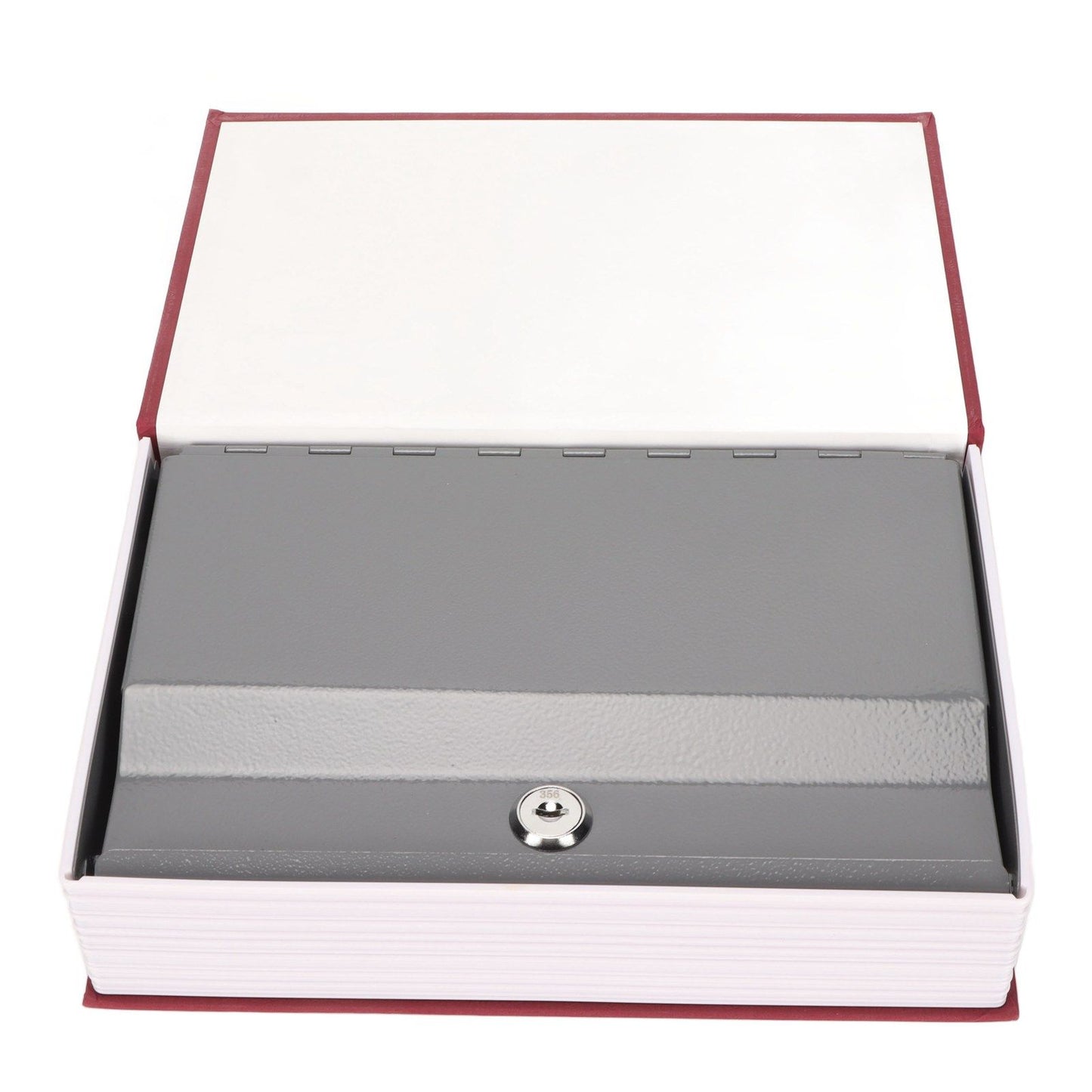 Book Safe Stainless Steel Liner Decorative ABS Material Humanized Design Protective Soft Touch Savings Bank with Key Red