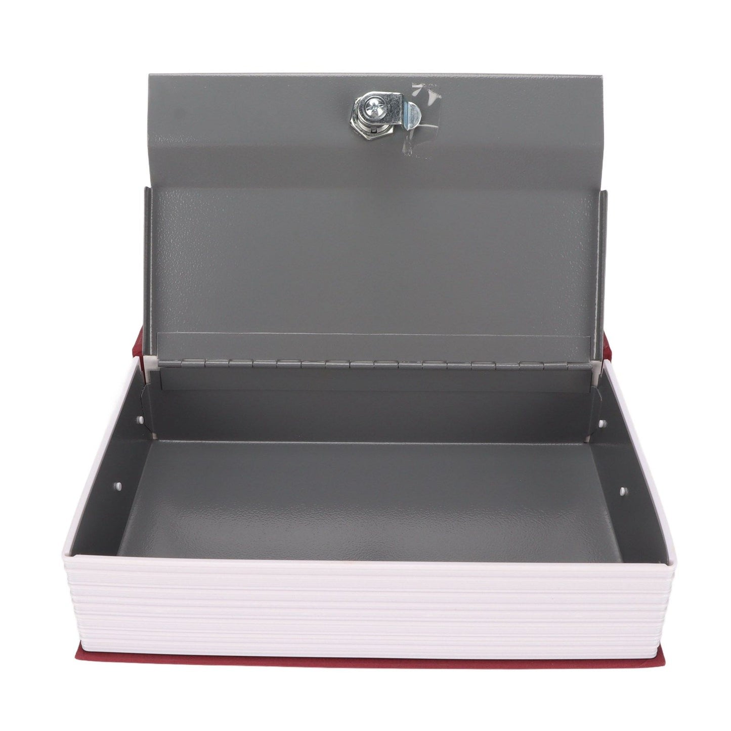 Book Safe Stainless Steel Liner Decorative ABS Material Humanized Design Protective Soft Touch Savings Bank with Key Red