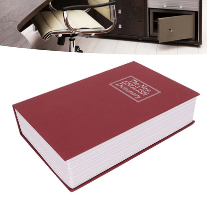 Book Safe Stainless Steel Liner Decorative ABS Material Humanized Design Protective Soft Touch Savings Bank with Key Red