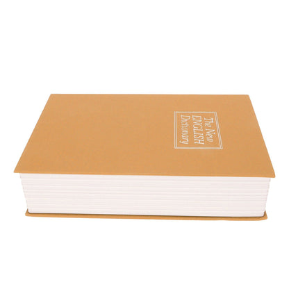 Book Safe Stainless Steel Liner Decorative ABS Material Humanized Design Protective Soft Touch Savings Bank with Key Brown
