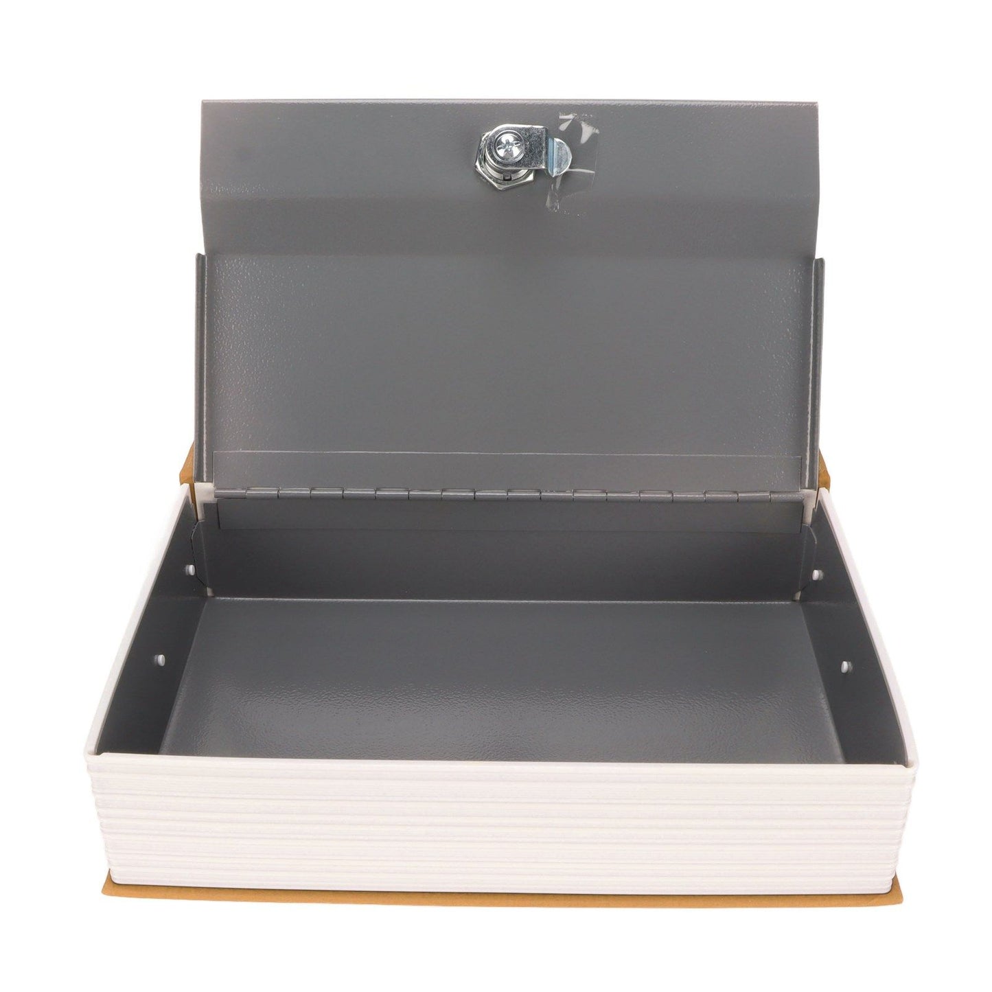 Book Safe Stainless Steel Liner Decorative ABS Material Humanized Design Protective Soft Touch Savings Bank with Key Brown