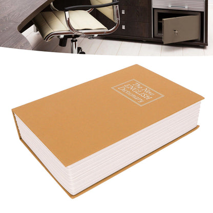 Book Safe Stainless Steel Liner Decorative ABS Material Humanized Design Protective Soft Touch Savings Bank with Key Brown