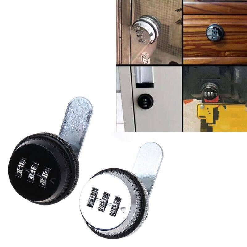 3 Digital Code Combination Cam Lock Furniture Post Mail Box Cabinet Locker Safe - Black